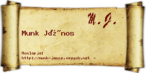 Munk János névjegykártya
