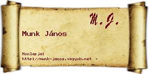 Munk János névjegykártya
